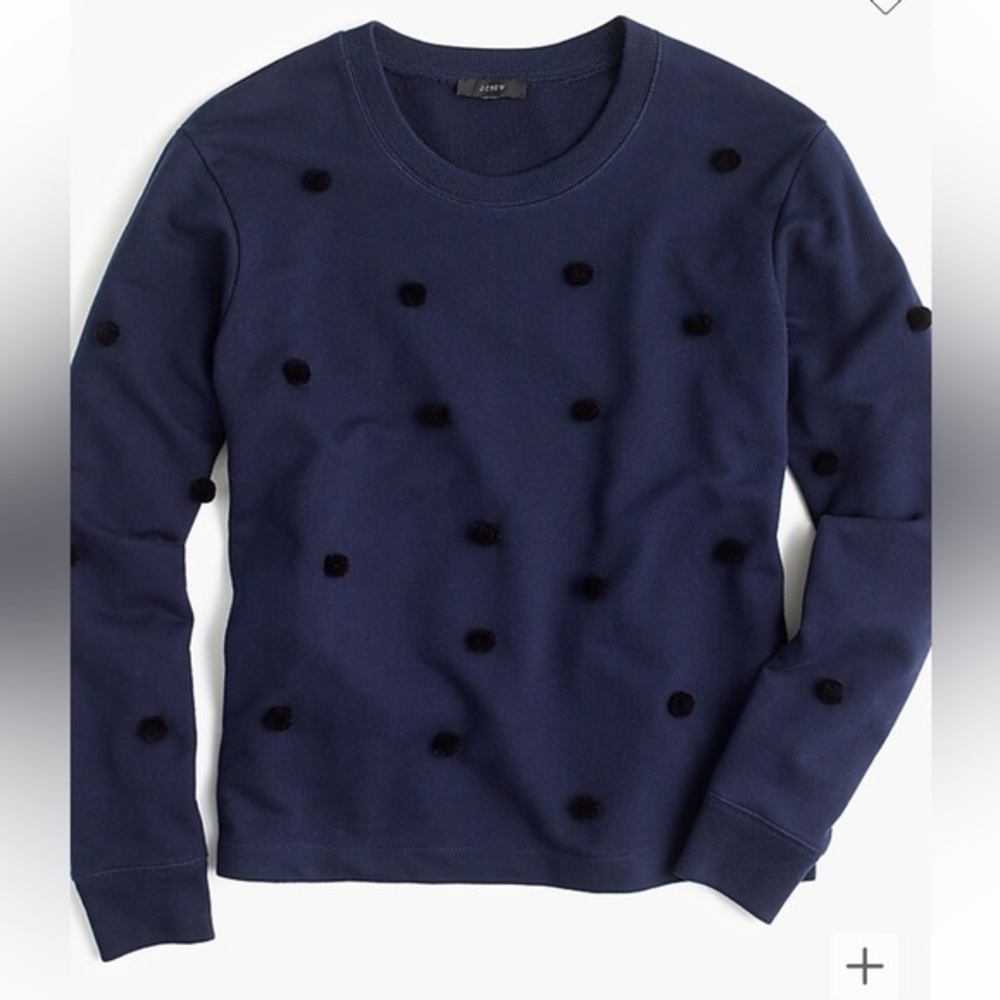 J crew navy‎ and black Pom-pom crew neck sweatshirt size XS